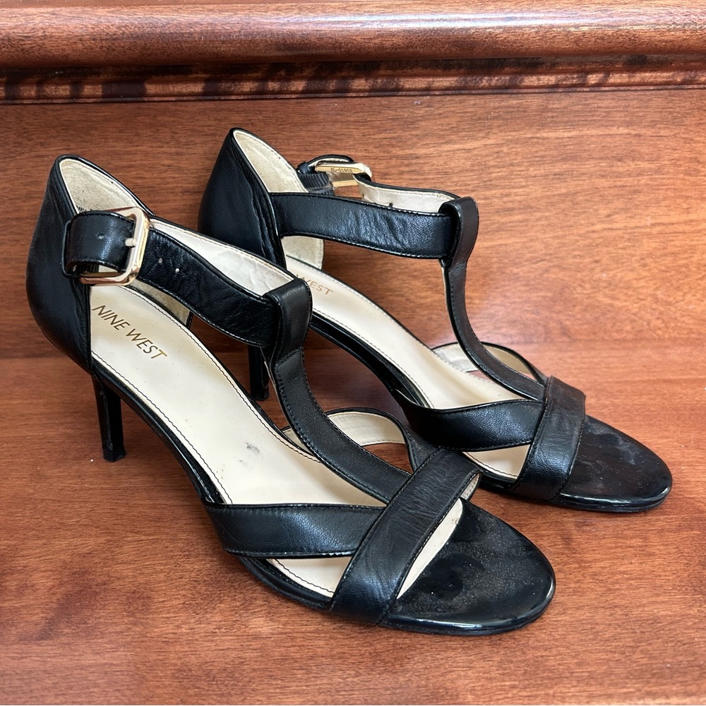 Nine West Black T-Strap Heels